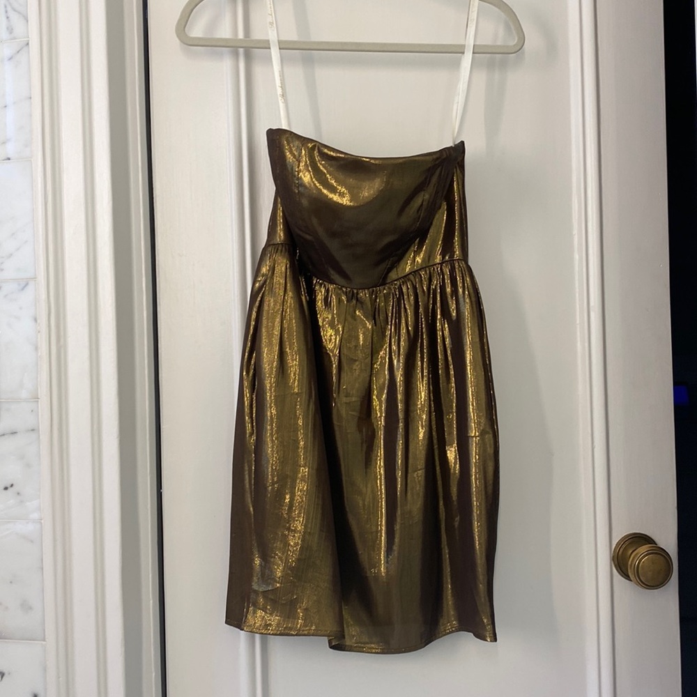 Shoshanna strapless gold dress, perfect condition